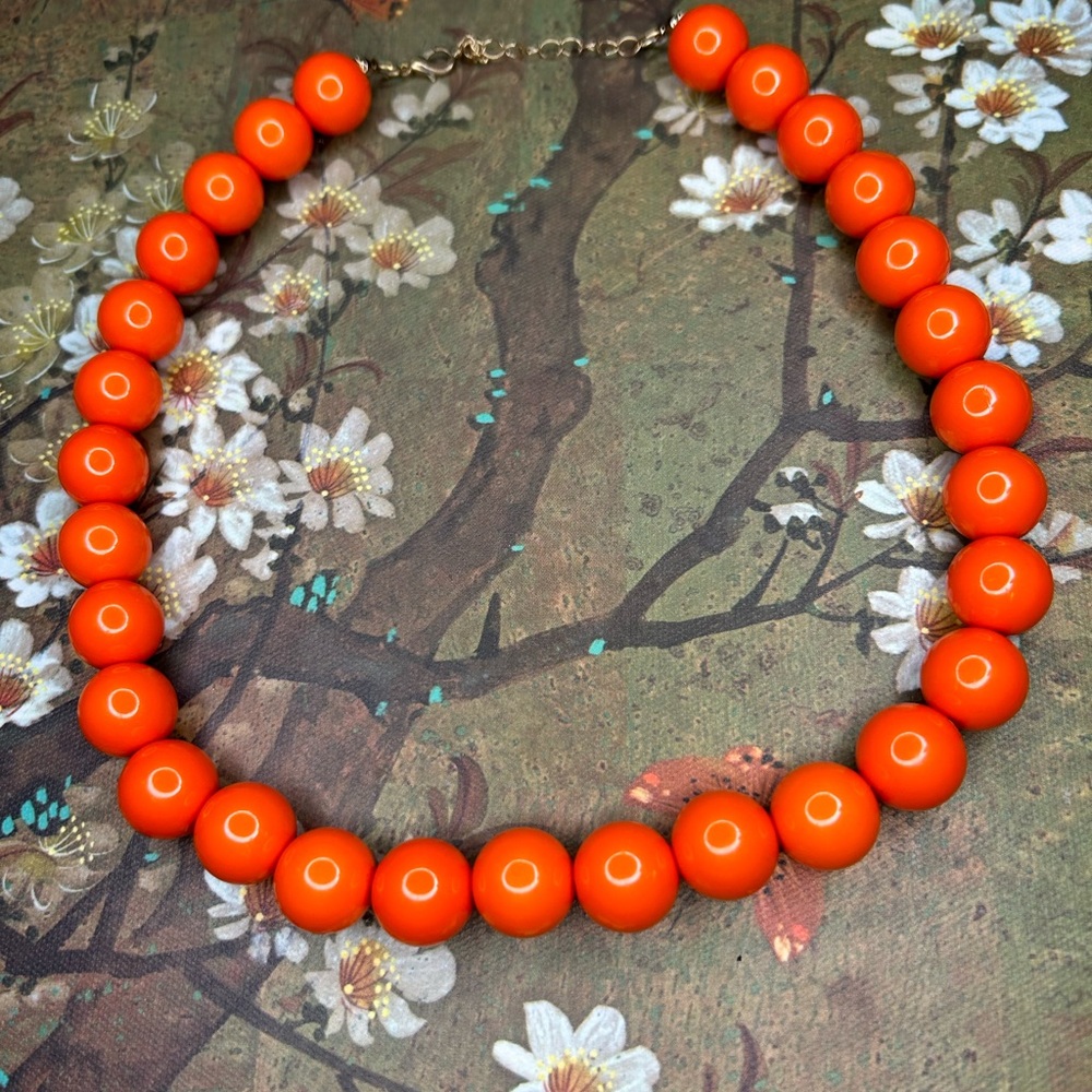 Orange Beaded Necklace with Polished Finish